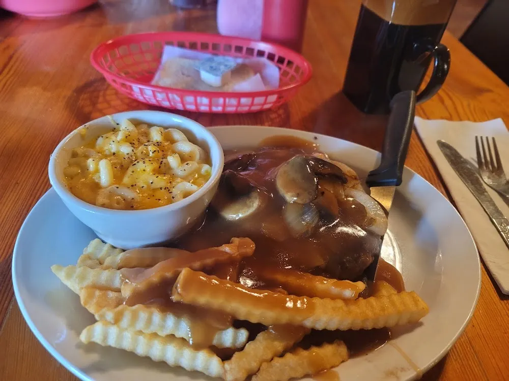 Hamburger Steak with French Fries and Gravy Fries